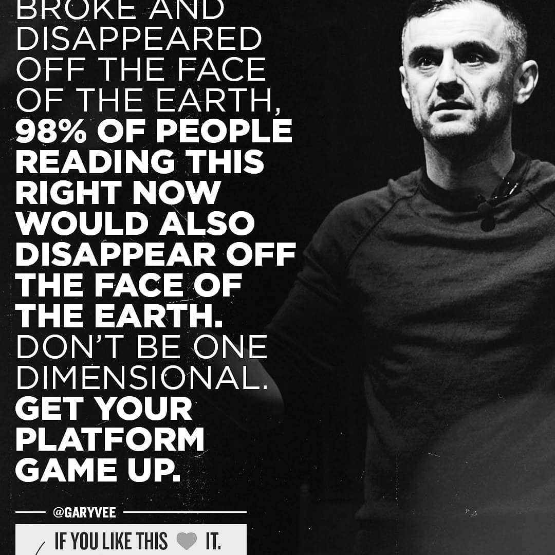#Repost @garyvee
• • • • •
Please diversify your platforms and content and start… post thumbnail image